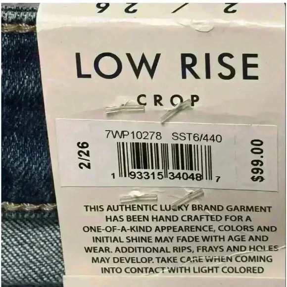 NWT-Lucky Brand Women's Low Rise Crop Jeans Size 2/26 Blue Light Wash - Picture 6 of 7